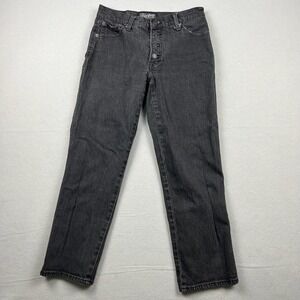 Lucky Brand Womens 4/27 Black Authentic Straight Crop Button Fly Denim Jeans